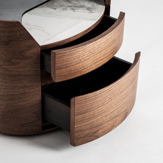 Mesita de noche de madera en marrón, 60 x 43 x 48 cm | Lecco