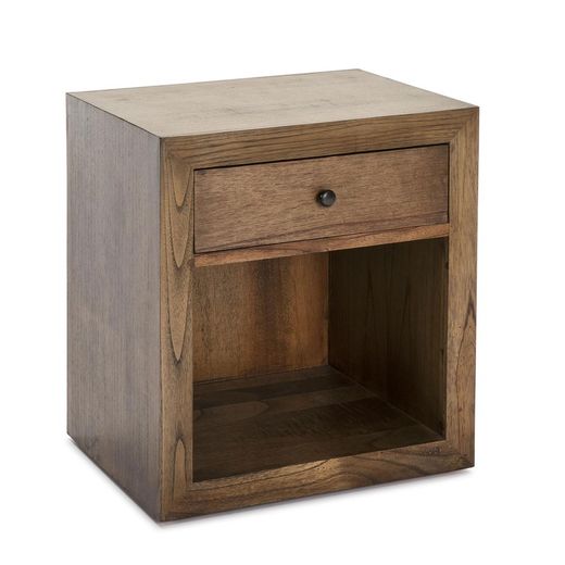 Mesita de noche de madera en natural velado, 50x40x55 cm