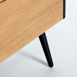 Wooden bedside table in natural and black, 50 x 40 x 53 cm | Brussa