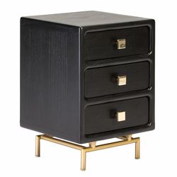 Wooden bedside table in black, 42x40x60 cm