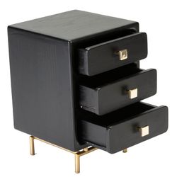 Wooden bedside table in black, 42x40x60 cm