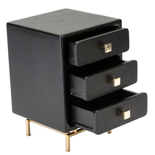 Wooden bedside table in black, 42x40x60 cm