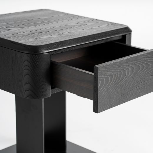 Mesita de noche de madera en negro, 46 x 46 x 51 cm | Caiza