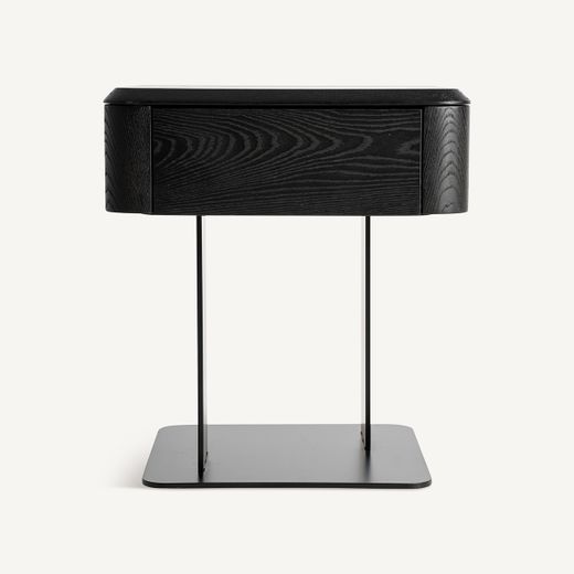Mesita de noche de madera en negro, 46 x 46 x 51 cm | Caiza