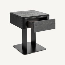 Mesita de noche de madera en negro, 46 x 46 x 51 cm | Caiza