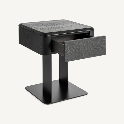 Mesita de noche de madera en negro, 46 x 46 x 51 cm | Caiza