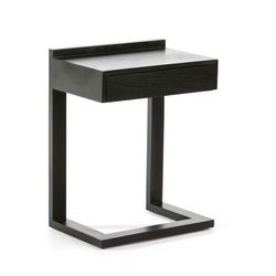 Mesa-de-cabeceira de madeira em preto, 50x35x69 cm