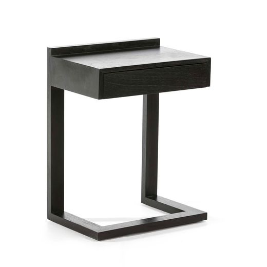 Mesita de noche de madera en negro, 50x35x66 cm