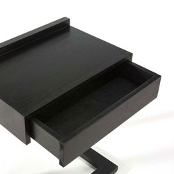 Mesa-de-cabeceira de madeira em preto, 50x35x69 cm
