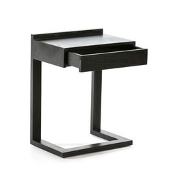 Mesa-de-cabeceira de madeira em preto, 50x35x69 cm
