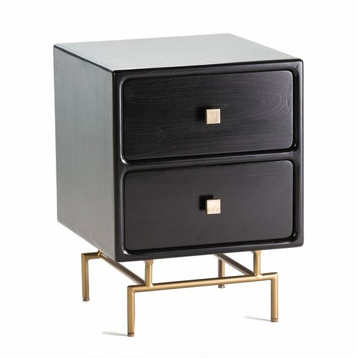 Nattduksbord av trä i svart, 52x44x70 cm