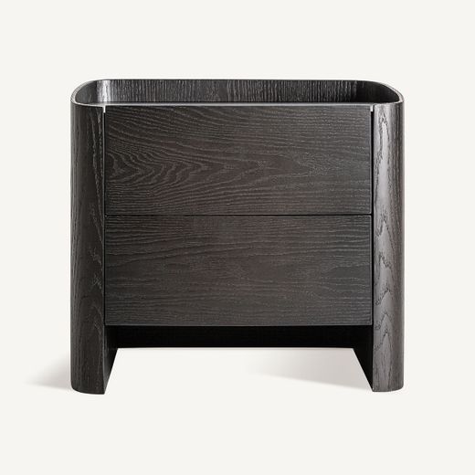 Mesita de noche de madera en negro, 55 x 42 x 48 cm | Wolfach