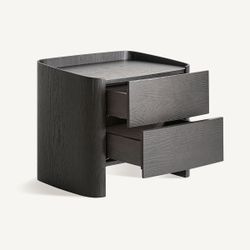 Mesita de noche de madera en negro, 55 x 42 x 48 cm | Wolfach