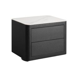 Mesita de noche de madera en negro, 55 x 45 x 49 cm | Wholen