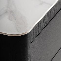Mesita de noche de madera en negro, 55 x 45 x 49 cm | Wholen