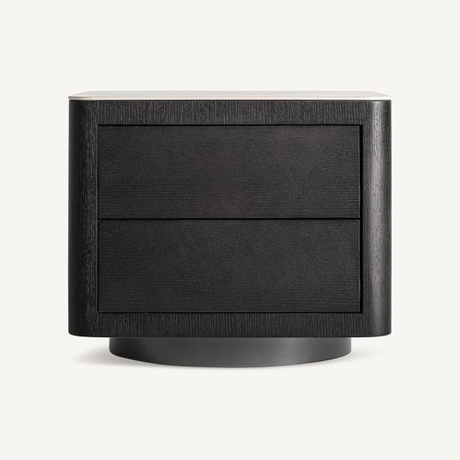 Mesita de noche de madera en negro, 55 x 45 x 49 cm | Wholen