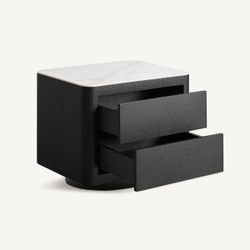 Mesita de noche de madera en negro, 55 x 45 x 49 cm | Wholen