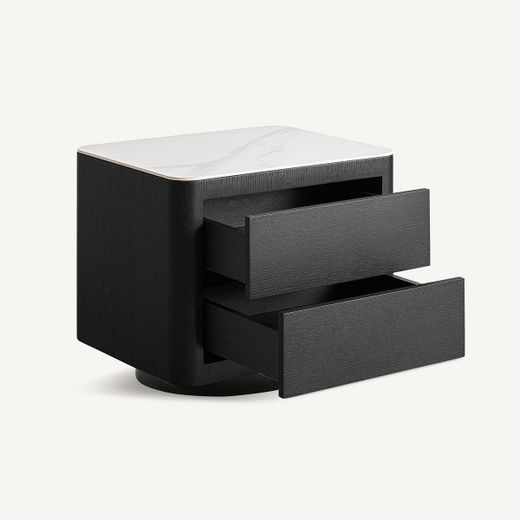 Mesita de noche de madera en negro, 55 x 45 x 49 cm | Wholen