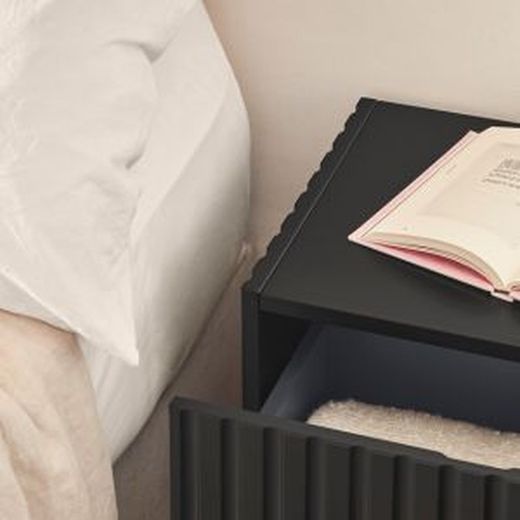 Table de chevet en bois noir et gris anthracite, 52 x 38 x 50 cm | dorique