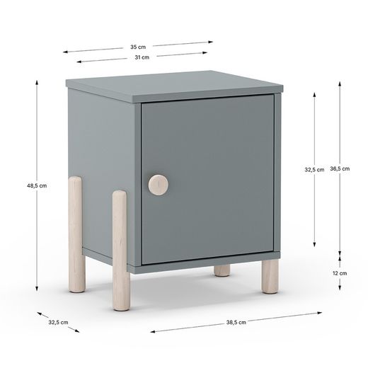 Table de chevet en bois vert, 39,4 x 30 x 47 cm | Énola