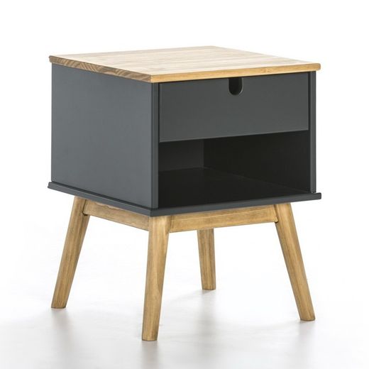 Anthracite gray wooden bedside table, 40 x 40 x 52.2 cm