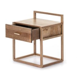 Bedside table in veiled natural wood, 50x40x60 cm