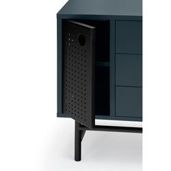 Table de chevet en bois et métal bleu foncé et noir, 48 x 35 x 55 cm | Place