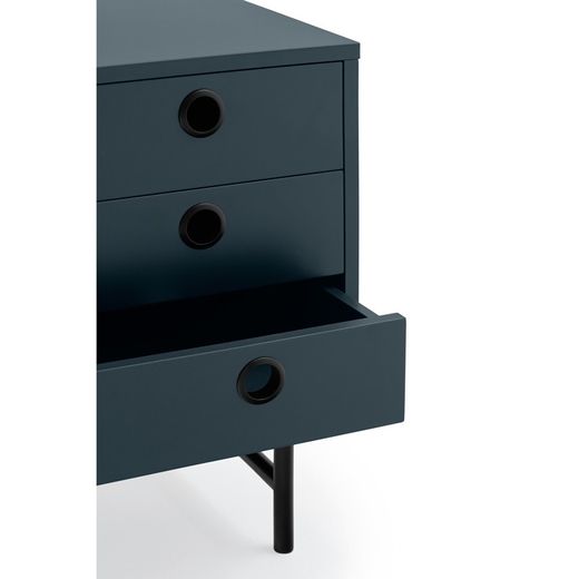 Table de chevet en bois et métal bleu foncé et noir, 48 x 35 x 55 cm | Place