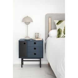 Table de chevet en bois et métal bleu foncé et noir, 48 x 35 x 55 cm | Place