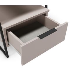 Table de chevet en bois et métal crème et noir, 45 x 40 x 50 cm | Vélia