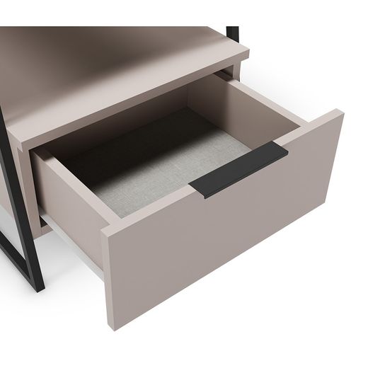 Table de chevet en bois et métal crème et noir, 45 x 40 x 50 cm | Vélia