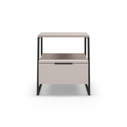 Table de chevet en bois et métal crème et noir, 45 x 40 x 50 cm | Vélia