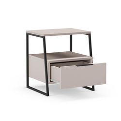 Table de chevet en bois et métal crème et noir, 45 x 40 x 50 cm | Vélia