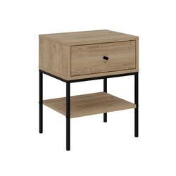 Wood and metal bedside table in oak and black, 45 x 35 x 56.4 cm | Lisa