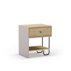 Comodino in legno e metallo nei colori rovere e moka, 45 x 35 x 50 cm | Saturno