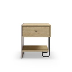 Comodino in legno e metallo nei colori rovere e moka, 45 x 35 x 50 cm | Saturno