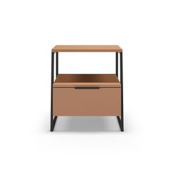 Nachttisch aus Holz und Metall in Terrakotta und Schwarz, 45 x 40 x 50 cm | Velia