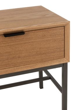 Table de chevet en bois et métal naturel/noir, 47,5x30x51 cm