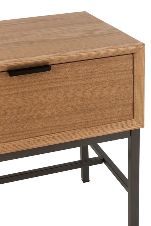 Table de chevet en bois et métal naturel/noir, 47,5x30x51 cm