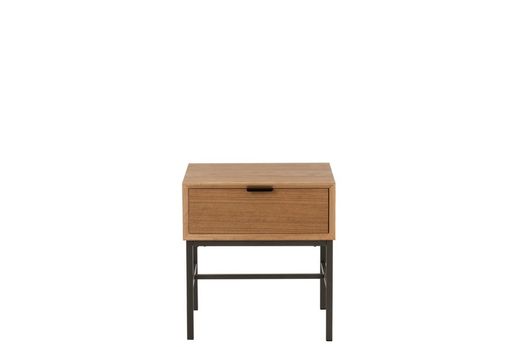 Table de chevet en bois et métal naturel/noir, 47,5x30x51 cm