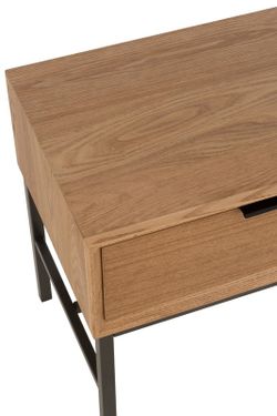 Table de chevet en bois et métal naturel/noir, 47,5x30x51 cm