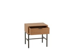 Table de chevet en bois et métal naturel/noir, 47,5x30x51 cm