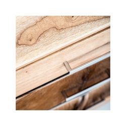 Mesita de noche de madera y piel, 55x37x65 cm