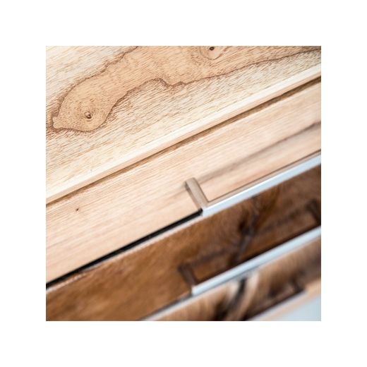 Mesita de noche de madera y piel, 55x37x65 cm