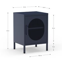 Table de chevet en métal bleu, 40 x 35 x 60 cm | Diora