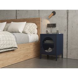 Table de chevet en métal bleu, 40 x 35 x 60 cm | Diora