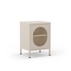 Table de chevet en métal crème, 40 x 35 x 60 cm | Diora