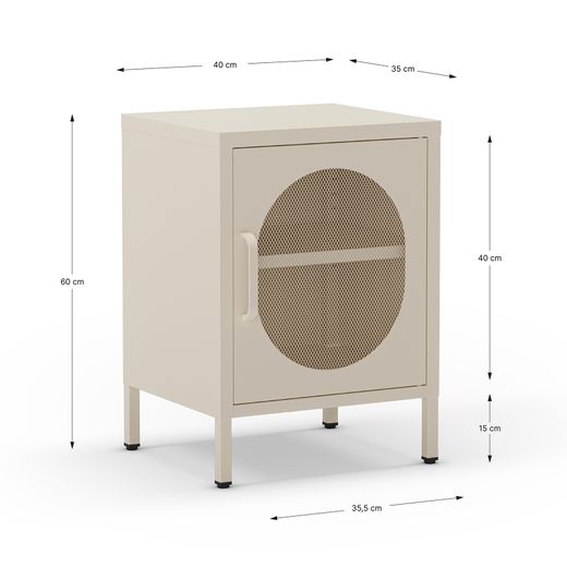 Table de chevet en métal crème, 40 x 35 x 60 cm | Diora