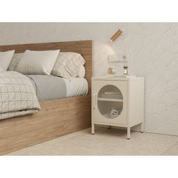 Table de chevet en métal crème, 40 x 35 x 60 cm | Diora