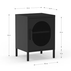 Table de chevet en métal noir, 40 x 35 x 60 cm | Diora